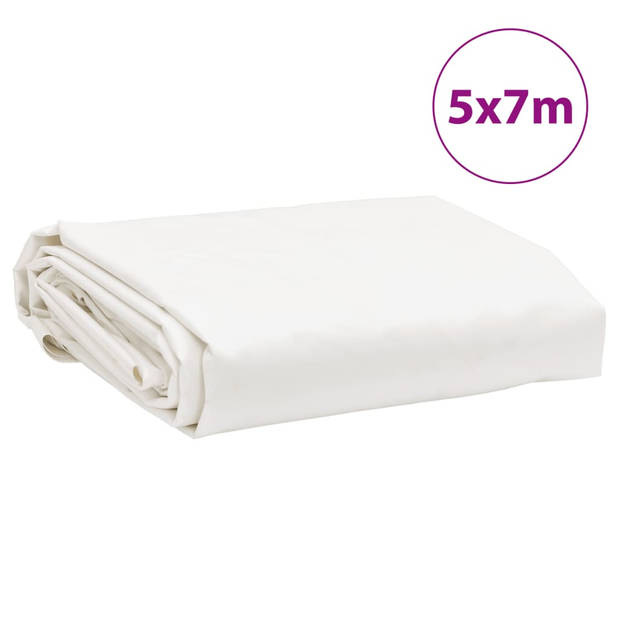 vidaXL Dekzeil 650 g/m² 5x7 m wit