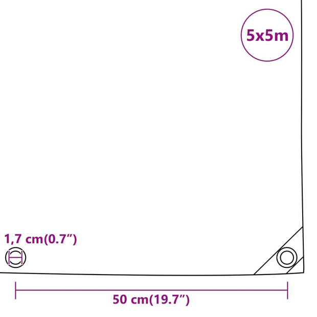 vidaXL Dekzeil 650 g/m² 5x5 m wit