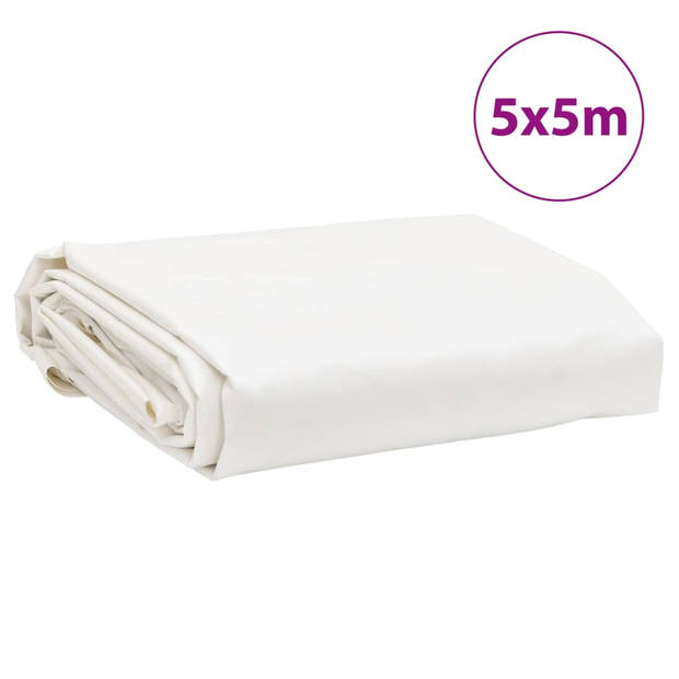 vidaXL Dekzeil 650 g/m² 5x5 m wit