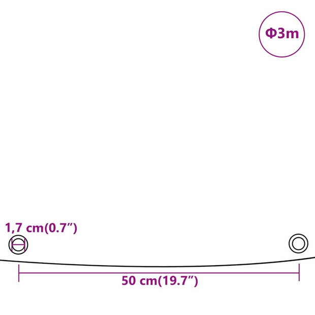 vidaXL Dekzeil 650 g/m² Ø 3 m groen