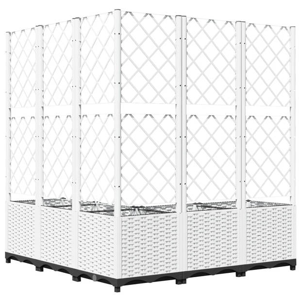 vidaXL Plantenbak met latwerk 120x120x136 cm polypropeen wit