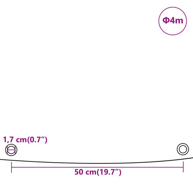 vidaXL Dekzeil 650 g/m² Ø 4 m grijs