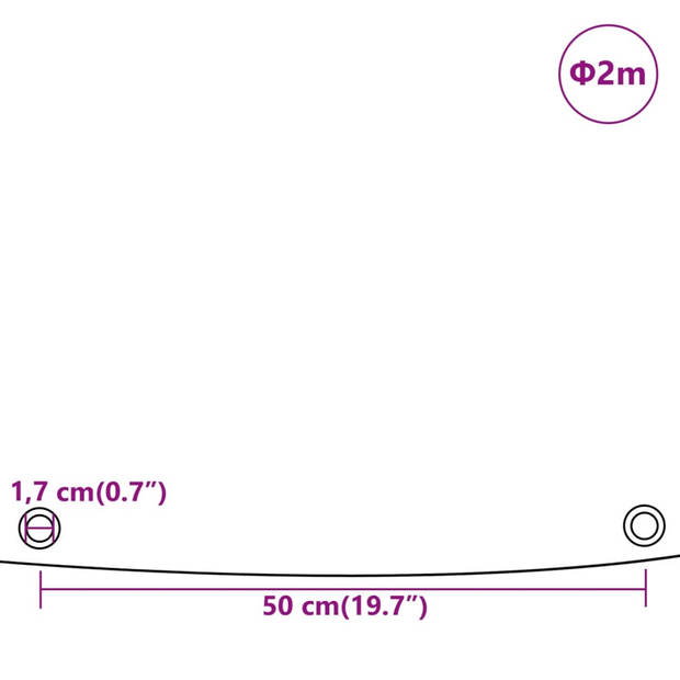 vidaXL Dekzeil 650 g/m² Ø 2 m groen