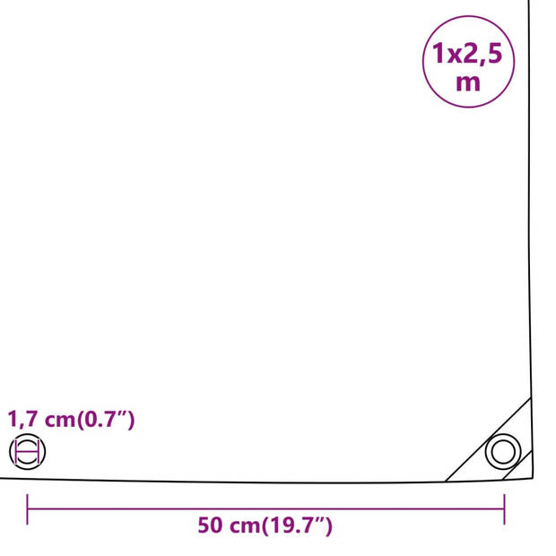 vidaXL Dekzeil 650 g/m² 1x2,5 m grijs