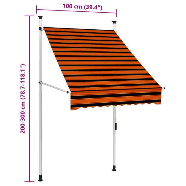 vidaXL Luifel handmatig uittrekbaar 100 cm oranje en bruin