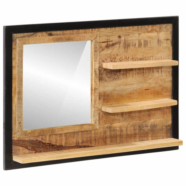 vidaXL Spiegel met schappen 80x8x55 cm glas en massief mangohout