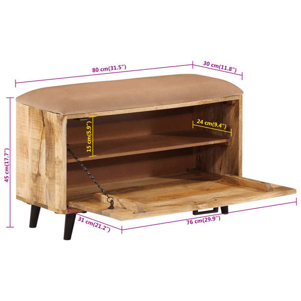 vidaXL Schoenenbank 80x30x45 cm massief mangohout