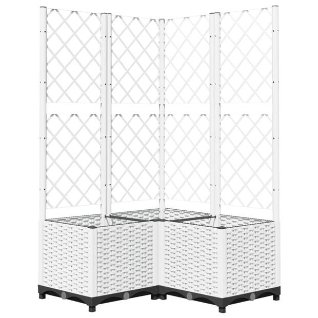 vidaXL Plantenbak met latwerk 80x80x136 cm polypropeen wit