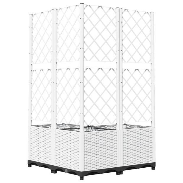 vidaXL Plantenbak met latwerk 80x80x136 cm polypropeen wit