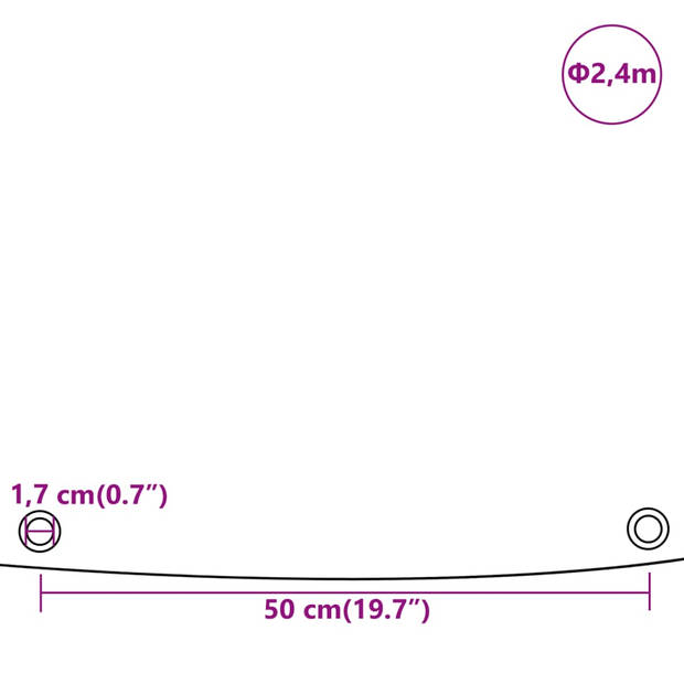 vidaXL Dekzeil 650 g/m² Ø 2,4 m wit