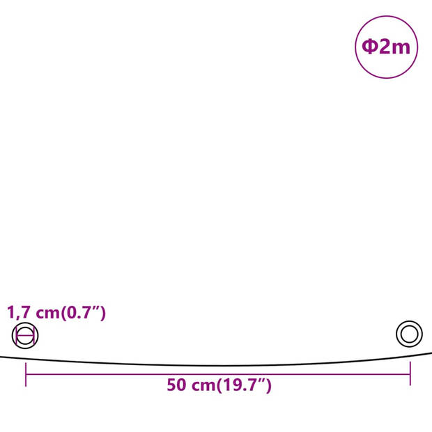 vidaXL Dekzeil 650 g/m² Ø 2 m grijs