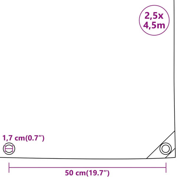 vidaXL Dekzeil 650 g/m² 2,5x4,5 m zwart