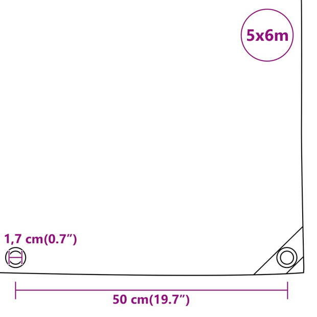 vidaXL Dekzeil 650 g/m² 5x6 m blauw