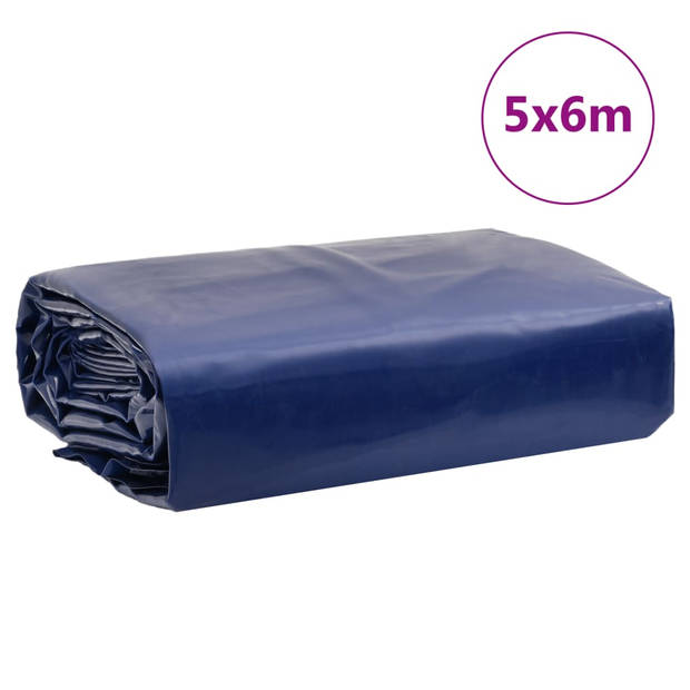 vidaXL Dekzeil 650 g/m² 5x6 m blauw