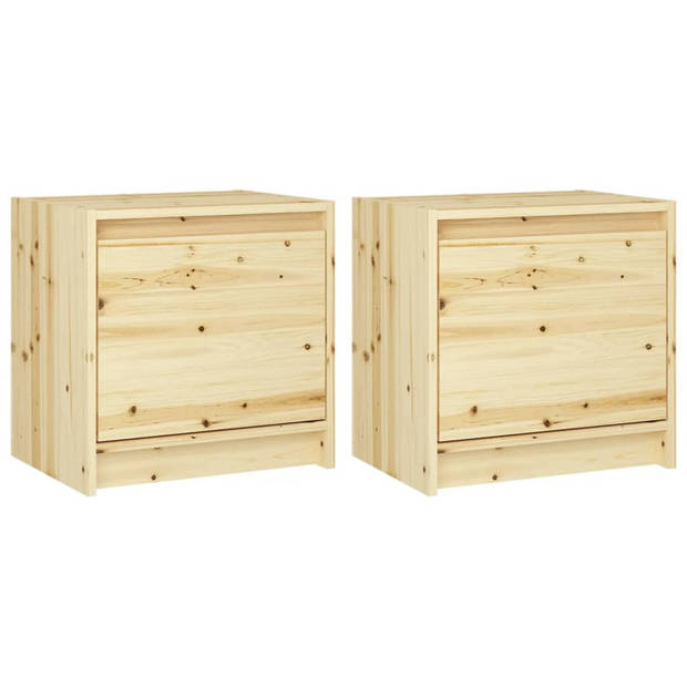 vidaXL Nachtkastjes 2 st 40x30,5x40 cm massief vurenhout