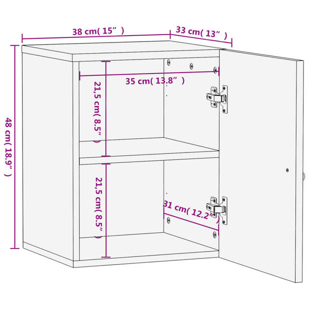 vidaXL Badkamerwandkast 38x33x48 cm massief mangohout