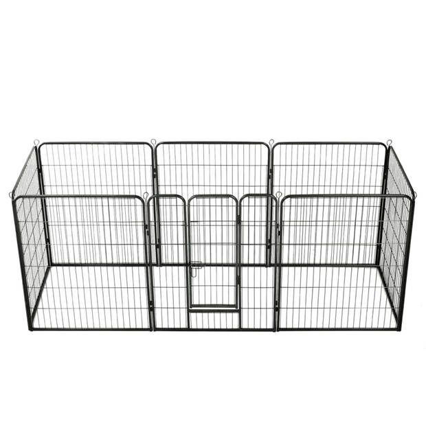 vidaXL Hondenren met 8 panelen 80x100 cm staal zwart