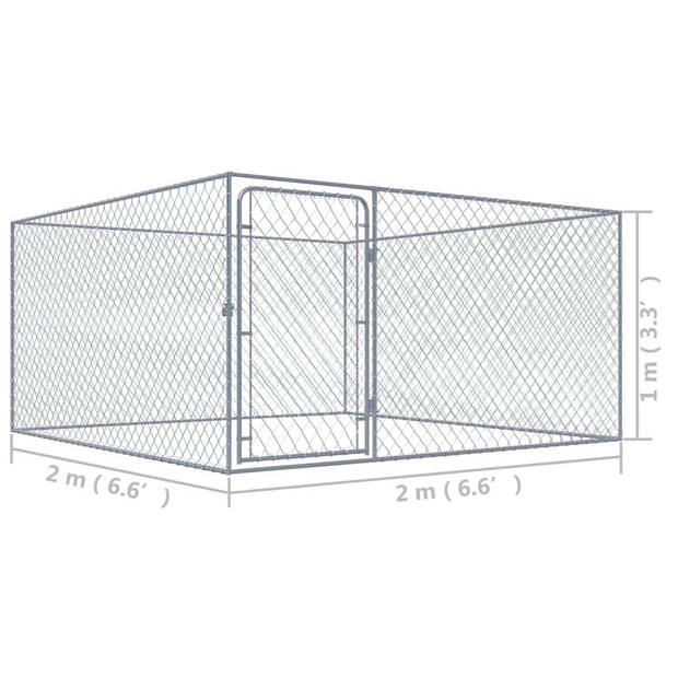 vidaXL Hondenkennel voor buiten 2x2x1 m gegalvaniseerd staal