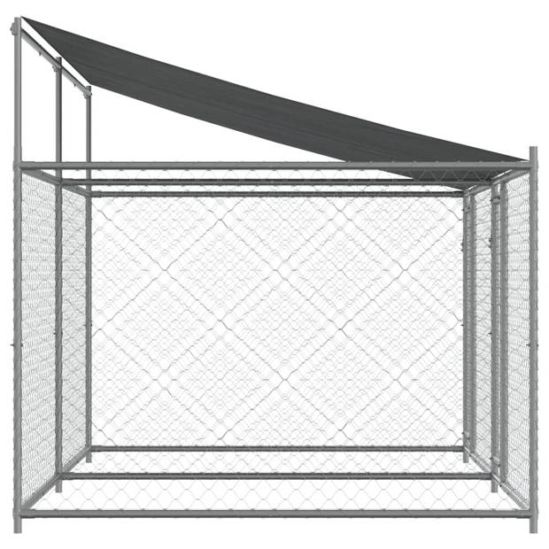 vidaXL Hondenhok met dak en deuren 4x2x2 m gegalvaniseerd staal grijs