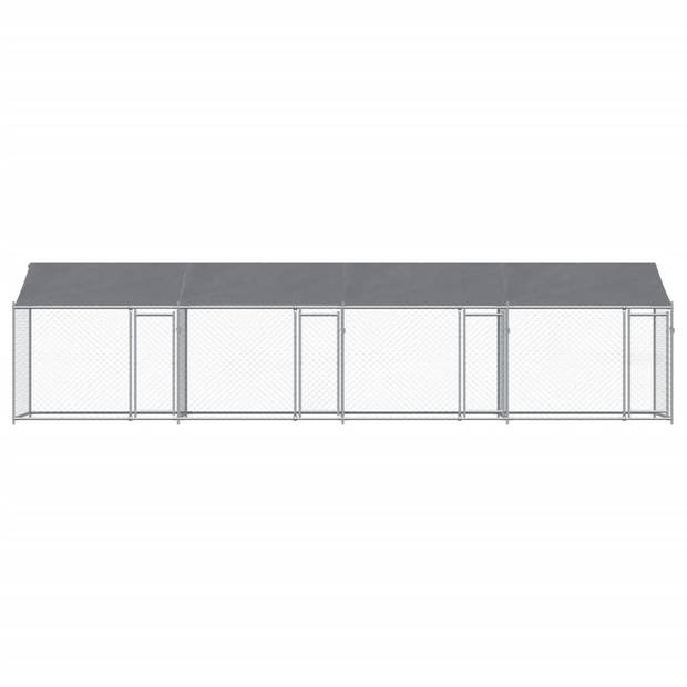 vidaXL Hondenhok met dak en deuren 8x2x2 m gegalvaniseerd staal grijs