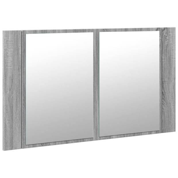 vidaXL Badkamerkast met spiegel en LED 80x12x45 cm acryl grijs sonoma