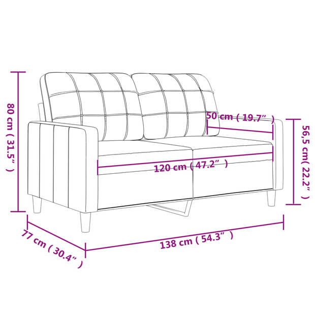 vidaXL Tweezitsbank 120 cm stof bruin