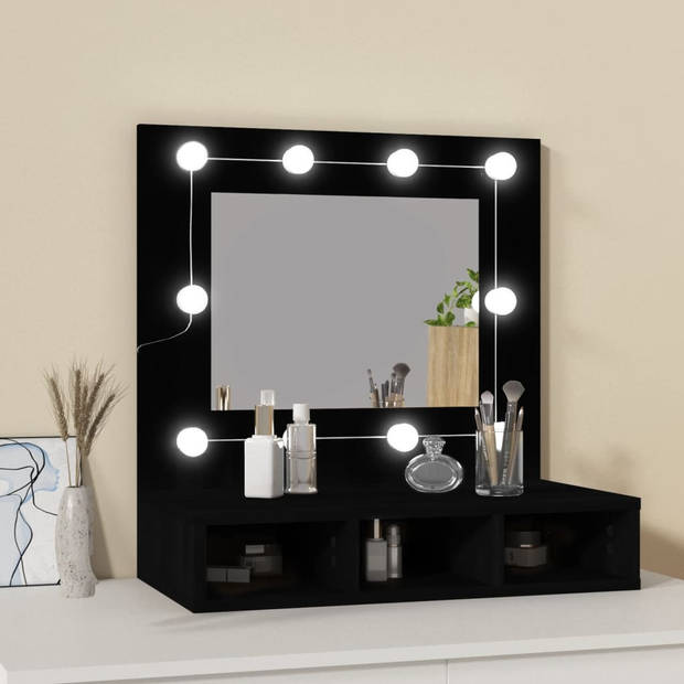 vidaXL Spiegelkast met LED-verlichting 60x31,5x62 cm zwart