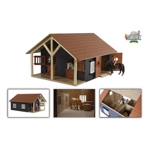 Kids Globe Paardenstal met 2 Boxen & Berging - 1:24