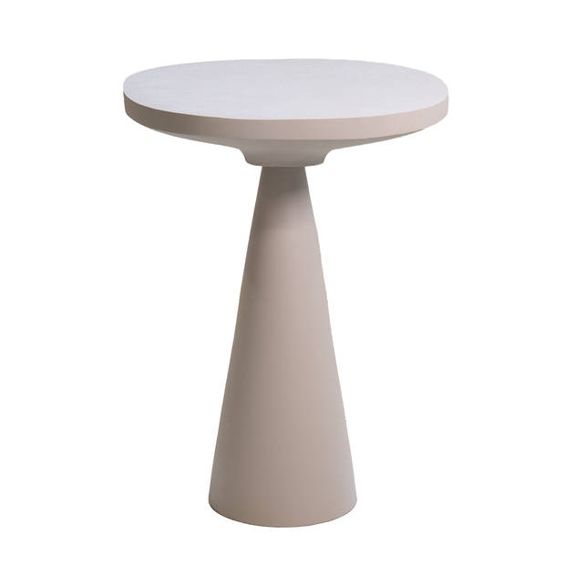 Giga Meubel - Bijzettafel Rond - Beige Aluminium - 44x44x60cm - Elice