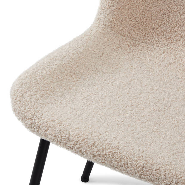 Giga Meubel - Eetkamerstoel Bouclé Beige - Zithoogte 49cm - 52x61x80cm - Teddy