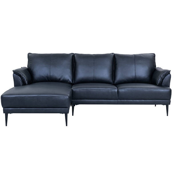 Giga Meubel - Loungebank Links - Zwart Leer - 233x155x88cm - Soul