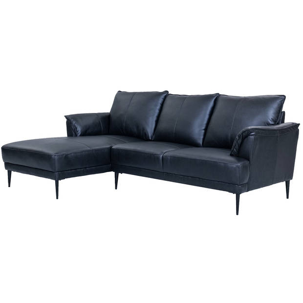 Giga Meubel - Loungebank Links - Zwart Leer - 233x155x88cm - Soul