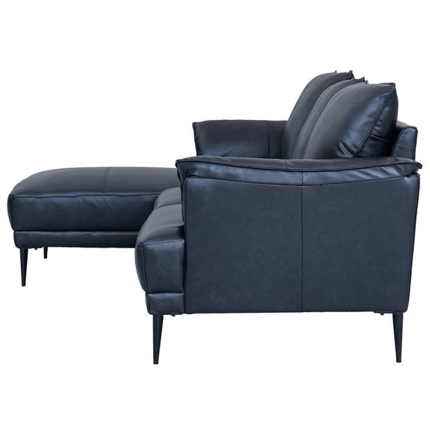 Giga Meubel - Loungebank Links - Zwart Leer - 233x155x88cm - Soul