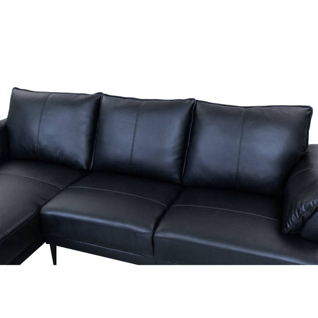 Giga Meubel - Loungebank Links - Zwart Leer - 233x155x88cm - Soul