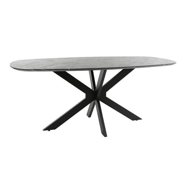 Giga Meubel - Eettafel Deens Ovaal 180cm - Zwart Marmerlook - 4-6 Personen