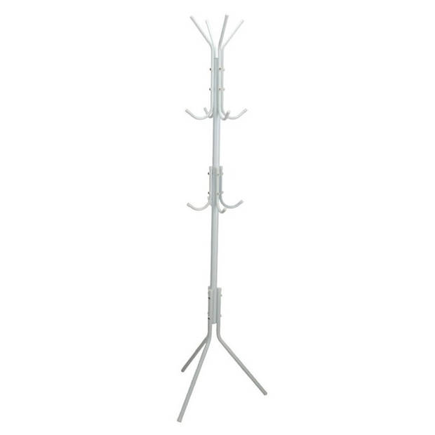 Gerimport - kapstok - wit - metaal - staand - 12 haken op 3 hoogtes - 170 cm - Kapstokken