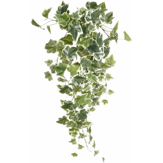 Emerald kunstplant/hangplant - 2x - Klimop/hedera - groen/wit - 70 cm lang - Kunstplanten