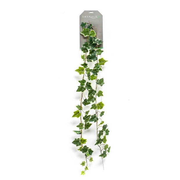 Emerald Klimop/Hedera kunstplant slinger - 2x - groen/wit - 180 cm - Kunstplanten