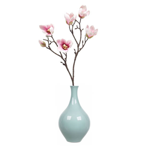 Emerald Kunstbloem Magnolia tak - 65 cm - lichtroze - Kunst zijdebloemen - Kunstbloemen