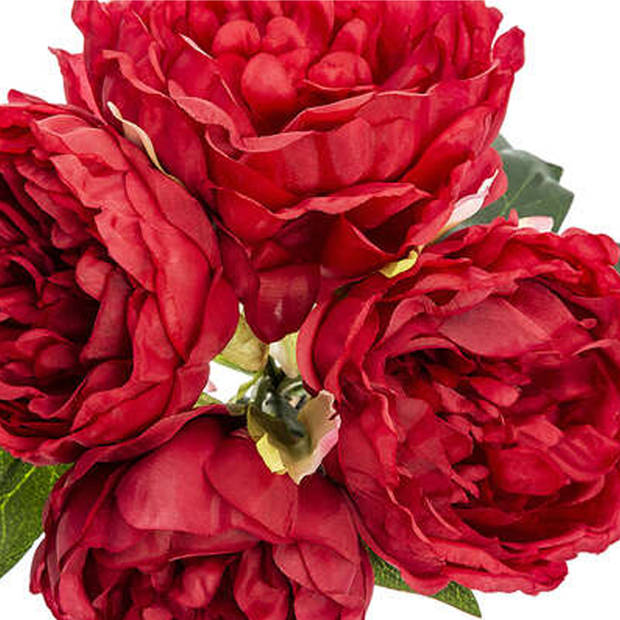 Atmosphera boeket van pioenrozen kunstbloemen - rood - hoogte 30 cm - rode bloemen - Kunstbloemen