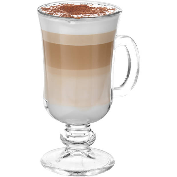 Kinvara Caffe Latte/koffie glazen Paris - transparant glas - 6x stuks - 250 ml - Koffie- en theeglazen