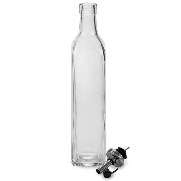 Vivalto Azijn/olie fles met schenktuit en dop - glas - 500 ml - 31 cm - Olie- en azijnstellen
