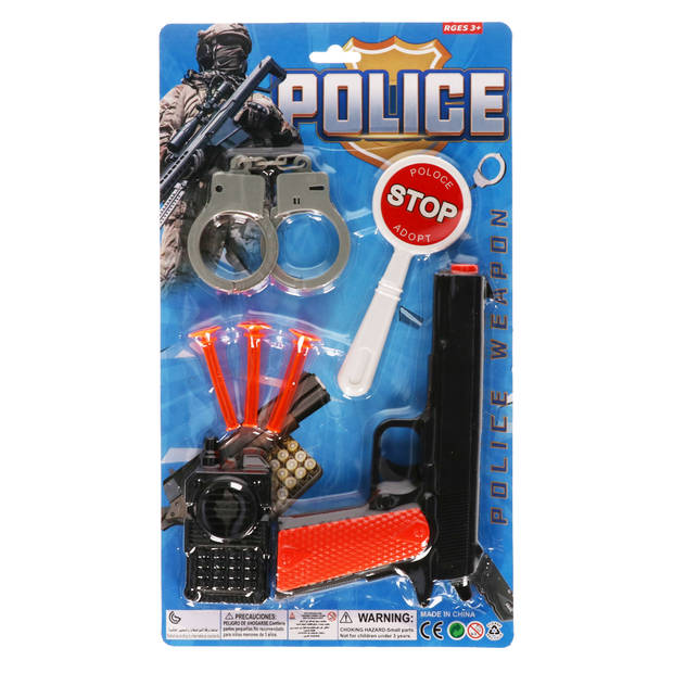 Politie speelgoed set - pistool met zuignap pijltjes - voor kinderen - plastic - met accessoires - Speelgoedpistool