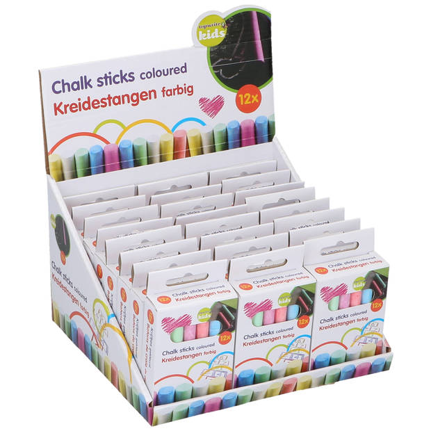 Topwrite Schoolbord krijtjes - 2x - pakje van 12x stuks - multi kleuren - speelgoed - Schoolbordkrijtjes