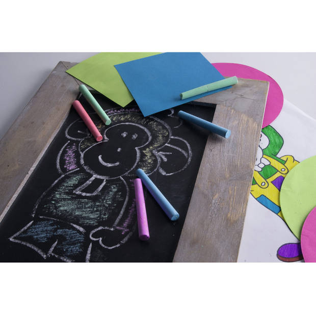 Topwrite Schoolbord krijtjes - pakje van 12x stuks - multi kleuren - speelgoed - Schoolbordkrijtjes