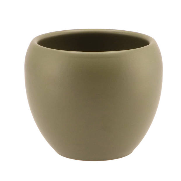 DK DesignA bloempot/plantenpot - 2x - Vinci - olijfgroen mat - voor kamerplant - D11 x H14 cm - Plantenpotten