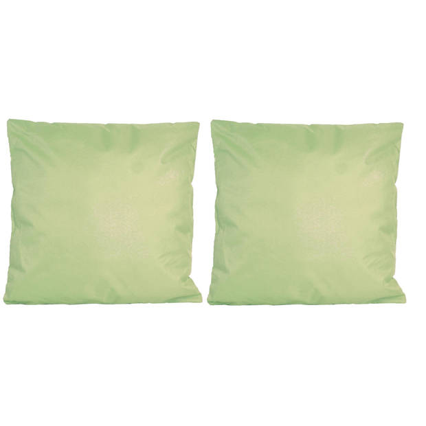 2x Bank/sier kussens voor binnen en buiten in de kleur mint groen 45 x 45 cm - Sierkussens