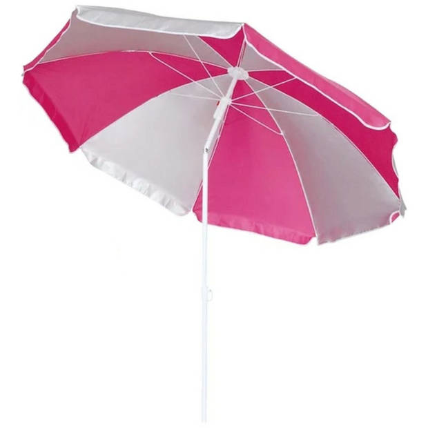 Parasol - Roze/wit - D120 cm - incl. draagtas - parasolharing - 49 cm - Parasols