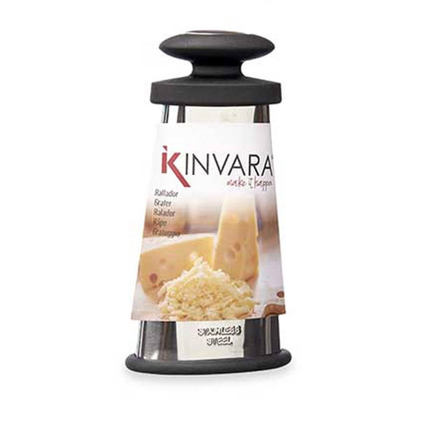 Kinvara Keuken rasp met zwart ergonomisch handvat - 2-zijdig - zilver - RVS - hand rasp - Raspen