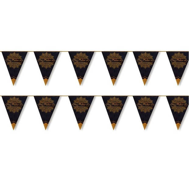 3x stuks suikerfeest/offerfeest versiering metallic vlaggenlijnen zwart/goud 6 meter - Vlaggenlijnen